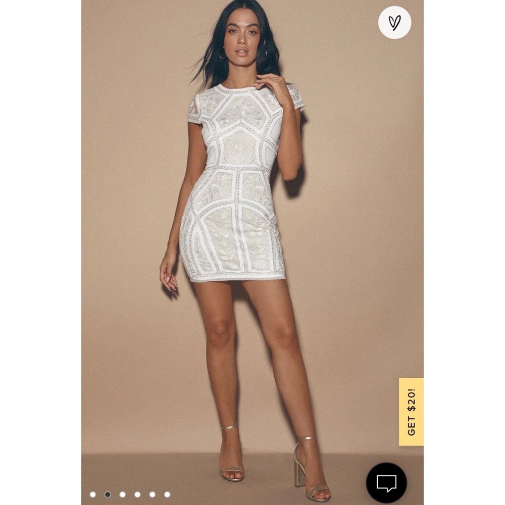 Lulu’s White Sequin Mini Dress - Picture 3 of 11